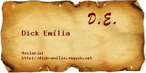 Dick Emília névjegykártya